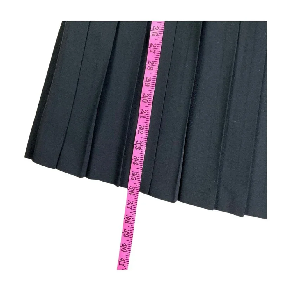 Austin Reed Vintage Pleated Black Wool Midi Skirt Size 10 29" - Picture 5 of 9